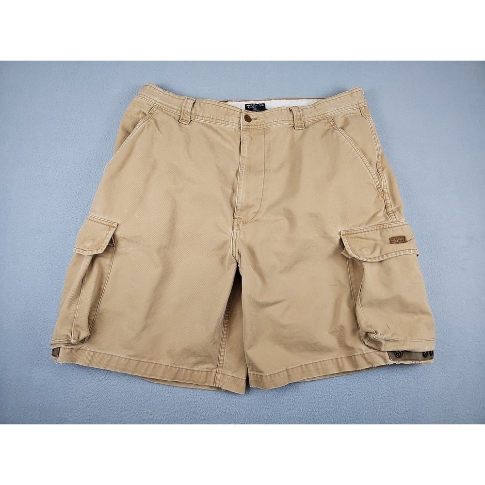 Polo Jeans Co Ralph Lauren Cargo Shorts Men's 40 Beige Military Snap‎ Pockets